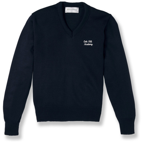 V-Neck Pullover Sweater with embroidered logo [NJ441-6500/OHL-NAVY]