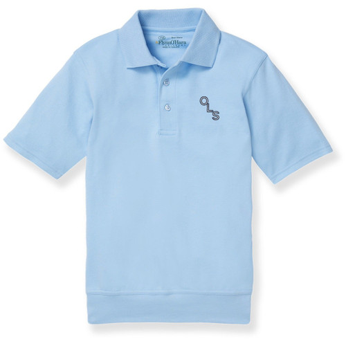 Short Sleeve Banded Bottom Polo Shirt with embroidered logo [NY844-9611-OSF-BLUE]