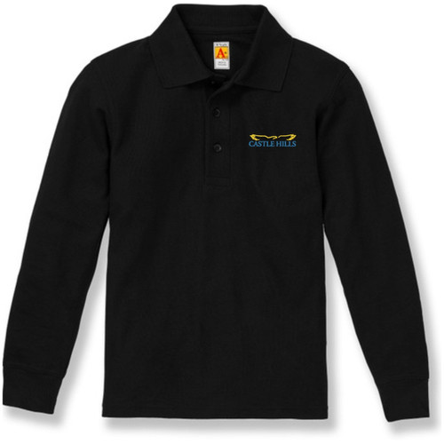 Long Sleeve Polo Shirt with embroidered logo [TX126-KNIT/CHA-BLACK]