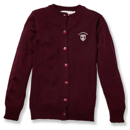 Crewneck Cardigan with embroidered logo [NJ250-6000/SMW-WINE]