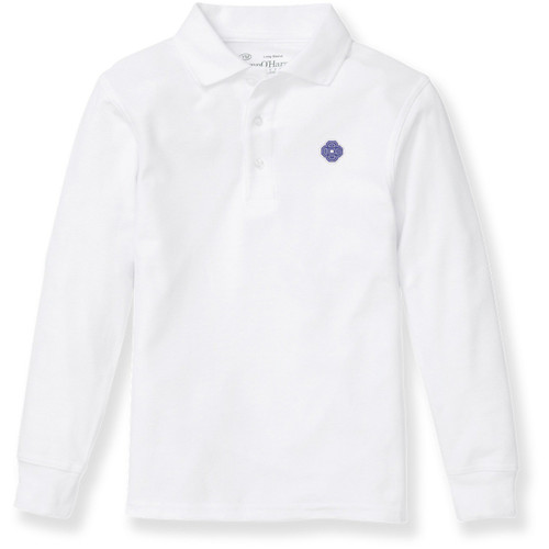 Long Sleeve Polo Shirt with embroidered logo [MI007-KNIT/CCG-WHITE]