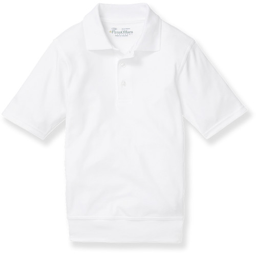 Short Sleeve Banded Bottom Polo Shirt with embroidered logo [DE002-9611-AWI-WHITE]