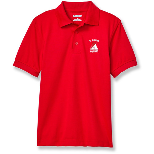 Performance Polo Shirt with heat transferred logo [NJ030-8500-TQH-RED]