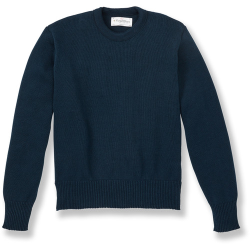 Cotton Crewneck Pullover Sweater with embroidered logo [CT046-2130/SHG-NAVY]