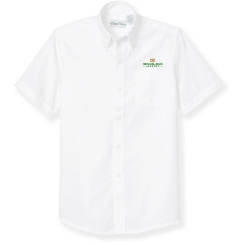 Short Sleeve Oxford Shirt with embroidered logo [VA071-OX-S VEF-WHITE]