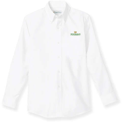 Long Sleeve Oxford Shirt with embroidered logo [VA071-OX-L VEF-WHITE]