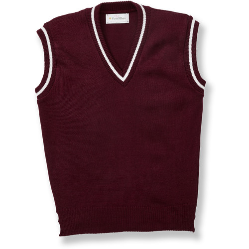 V-Neck Sweater Vest with embroidered logo [PA919-6603/BLP-WNE W/WH]