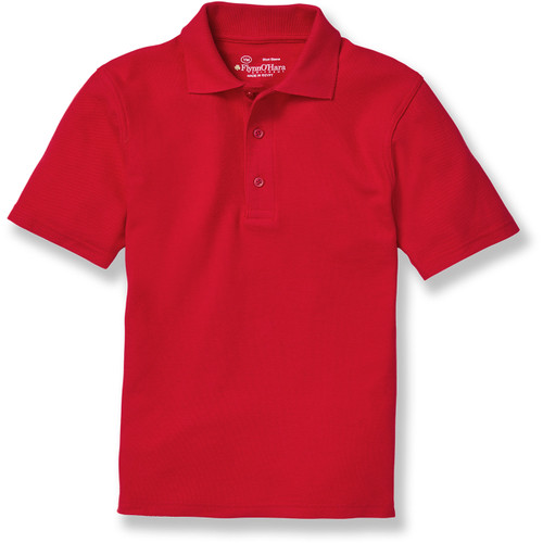 Short Sleeve Polo Shirt with heat transferred logo [MD231-KNIT-TBE-RED]