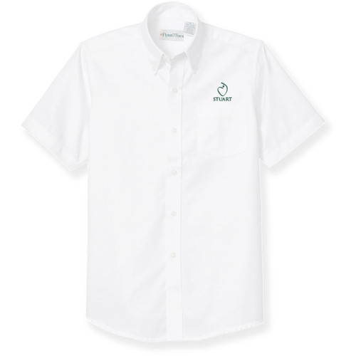 Short Sleeve Oxford Shirt with embroidered logo [NJ094-OX-S SCD-WHITE]