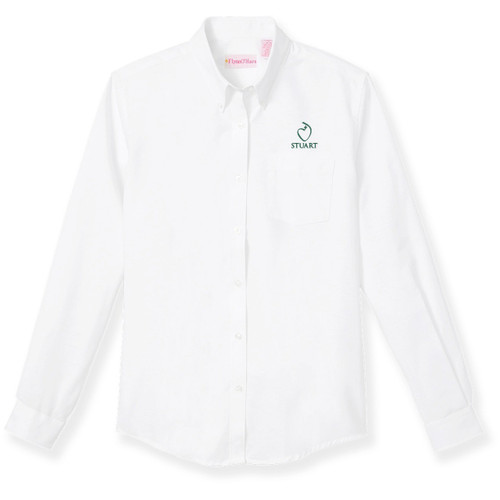 Long Sleeve Oxford Blouse with embroidered logo [NJ094-OX/L SCD-WHITE]