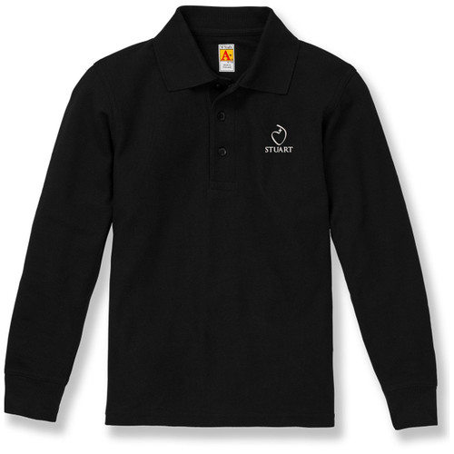 Long Sleeve Polo Shirt with embroidered logo [NJ094-KNIT/SCD-BLACK]