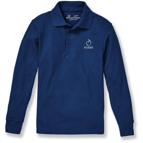 Long Sleeve Polo Shirt with embroidered logo [NJ094-KNIT/SCD-NAVY]
