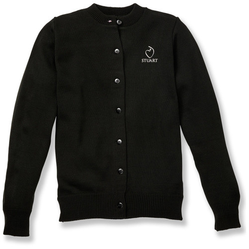 Crewneck Cardigan with embroidered logo [NJ094-6000/SCD-BLACK]