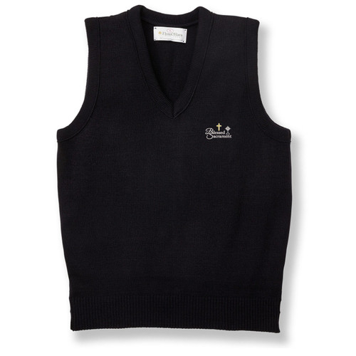 V-Neck Sweater Vest with embroidered logo [NY433-6600/BSI-NAVY]