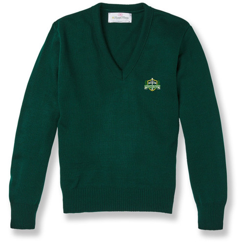 V-Neck Pullover Sweater with embroidered logo [VA303-6500/GVB-GREEN]