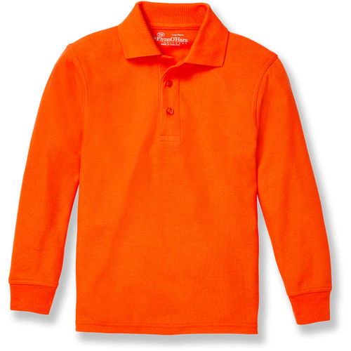 Long Sleeve Polo Shirt with heat transferred logo [NJ002-KNIT/DIS-ORANGE]