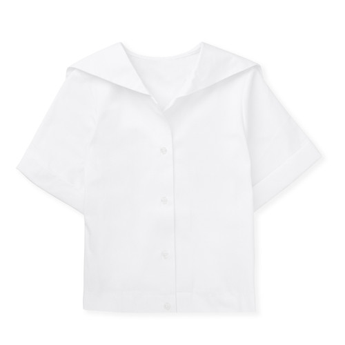 Middy Blouse with embroidered logo [TX216-5522/OAK-WHITE]