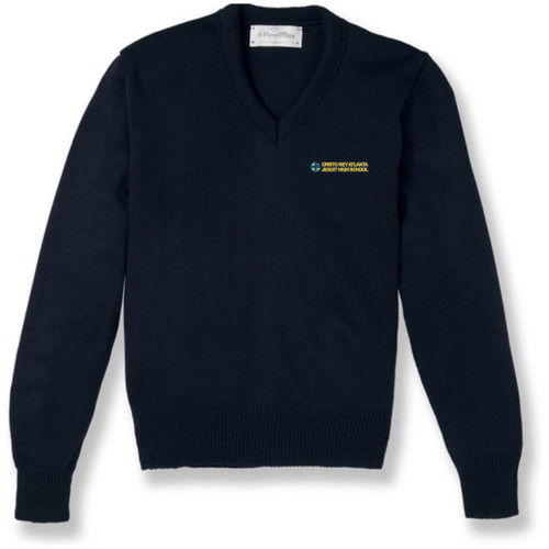 V-Neck Pullover Sweater with embroidered logo [GA035-6500/CRJ-NAVY]