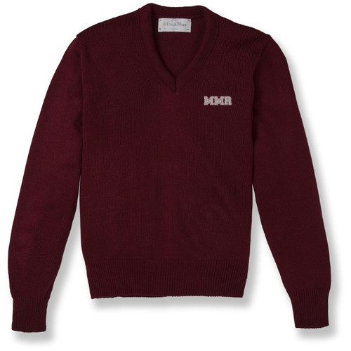 V-Neck Pullover Sweater with embroidered logo [PA699-6500/MRN-WINE]