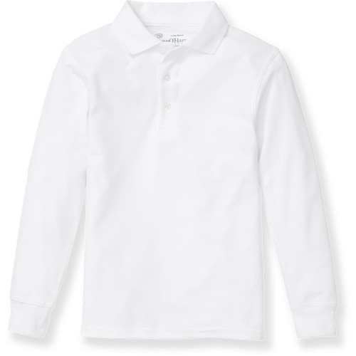 Long Sleeve Polo Shirt with heat transferred logo [NY776-KNIT-LS-WHITE]