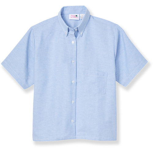 Short Sleeve Hemmed Bottom Oxford with embroidered logo [MI007-340-BLUE]