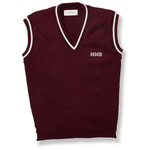 V-Neck Sweater Vest with embroidered logo [PA699-6603/MRN-WNE W/WH]