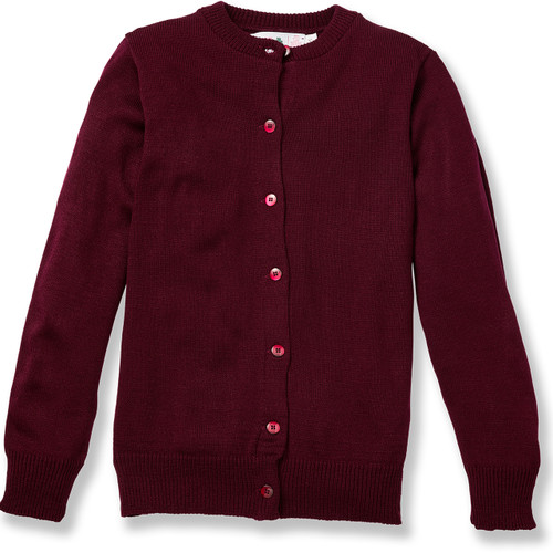 Crewneck Cardigan with embroidered logo [PA699-6000/MRN-WINE]