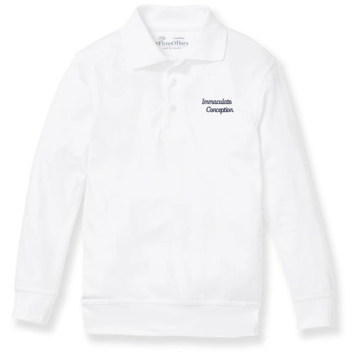 Long Sleeve Banded Bottom Polo Shirt with embroidered logo [NJ170-9617/ICS-WHITE]