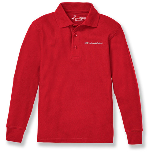 Long Sleeve Polo Shirt with embroidered logo [FL009-KNIT/USN-RED]