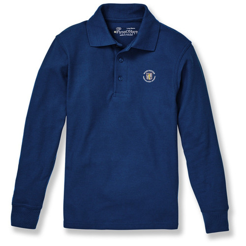 Long Sleeve Polo Shirt with embroidered logo [MD006-KNIT/WPB-NAVY]