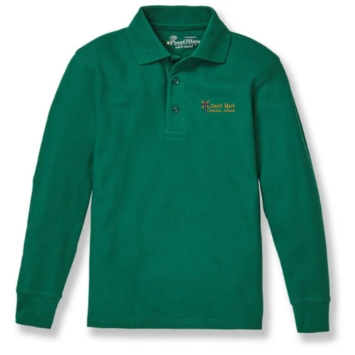 Long Sleeve Polo Shirt with embroidered logo [NC067-KNIT/MCH-HUNTER]