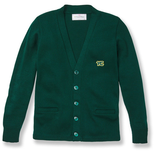 V-Neck Cardigan Sweater with embroidered logo [PA096-1001/YC-GREEN]