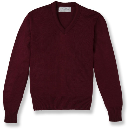 V-Neck Pullover Sweater with embroidered logo [VA295-6500-WINE]