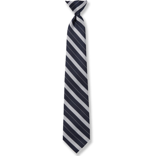 Striped Clip-On Tie [NJ184-3-711 CL-NV/SILVR]