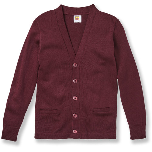 V-Neck Cardigan Sweater with embroidered logo [NJ093-1001-WINE]