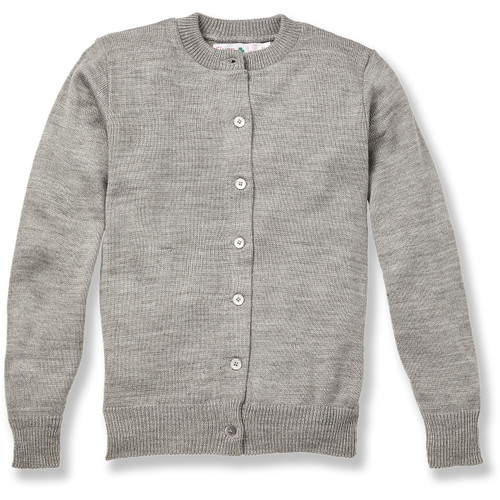 Crewneck Cardigan with heat transferred logo [NY775-6000/BPC-HE GREY]