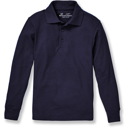 Long Sleeve Polo Shirt with heat transferred logo [NJ396-KNIT/AKP-DK NAVY]