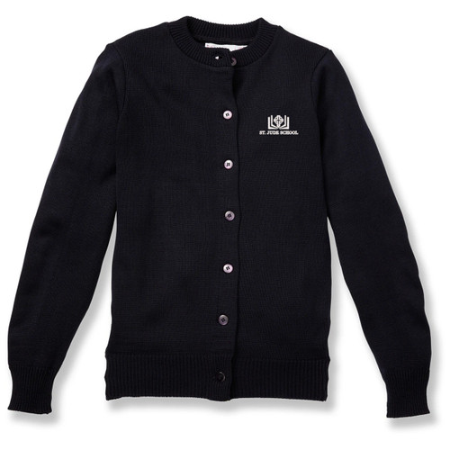 Crewneck Cardigan with embroidered logo [PA675-6000/SJC-NAVY]
