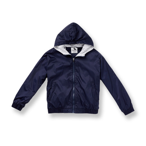 Nylon Shell Jacket with Hood with embroidered logo [TX076-3277-NAVY]