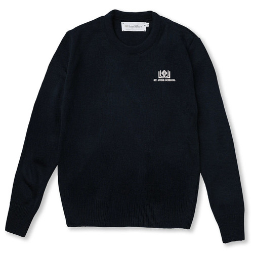 Crewneck Pullover Sweater with embroidered logo [PA675-6530/SJC-NAVY]