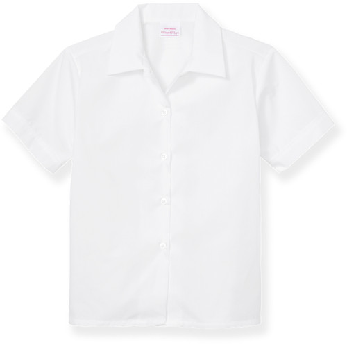 Short Sleeve Convertible Collar Blouse [NY179-354-WHITE]