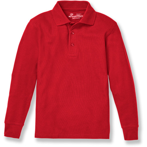Long Sleeve Polo Shirt with heat transferred logo [NY853-KNIT-LS-RED]