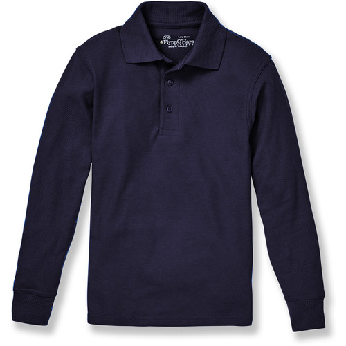 Long Sleeve Polo Shirt with heat transferred logo [NY853-KNIT-LS-DK NAVY]