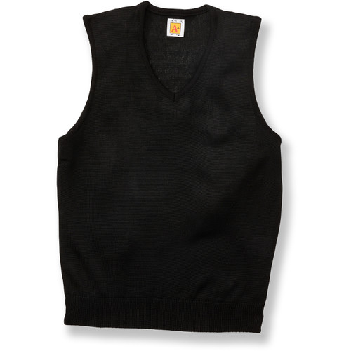 Fine Gauge V-Neck Sweater Vest with embroidered logo [MD036-6433/MHA-BLACK]