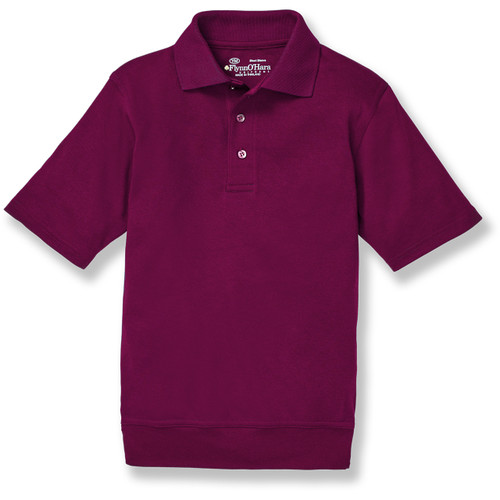 Short Sleeve Banded Bottom Polo Shirt with heat transferred logo [NY009-9611-MAROON]