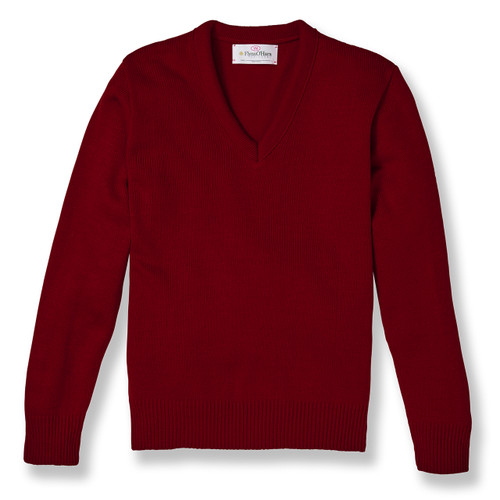 V-Neck Pullover Sweater with embroidered logo [NJ683-6500-PR RED]