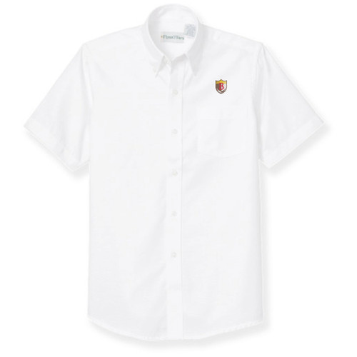 Short Sleeve Oxford Shirt with embroidered logo [NY458-OX-S CAP-WHITE]