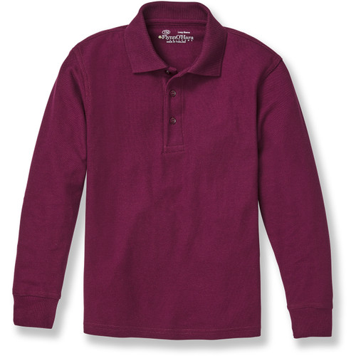 Long Sleeve Polo Shirt with embroidered logo [NJ585-KNIT-LS-MAROON]