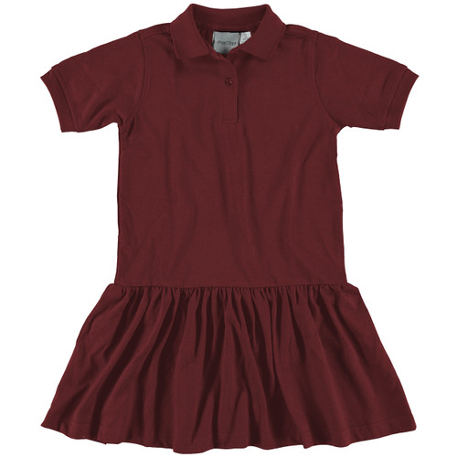 Short Sleeve Jersey Knit Dress with heat transferred logo [MD021-7737/JPK-MAROON]