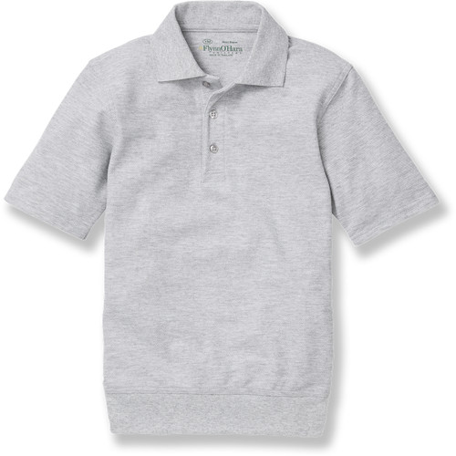 Short Sleeve Banded Bottom Polo Shirt with embroidered logo [DE025-9711-ASH]